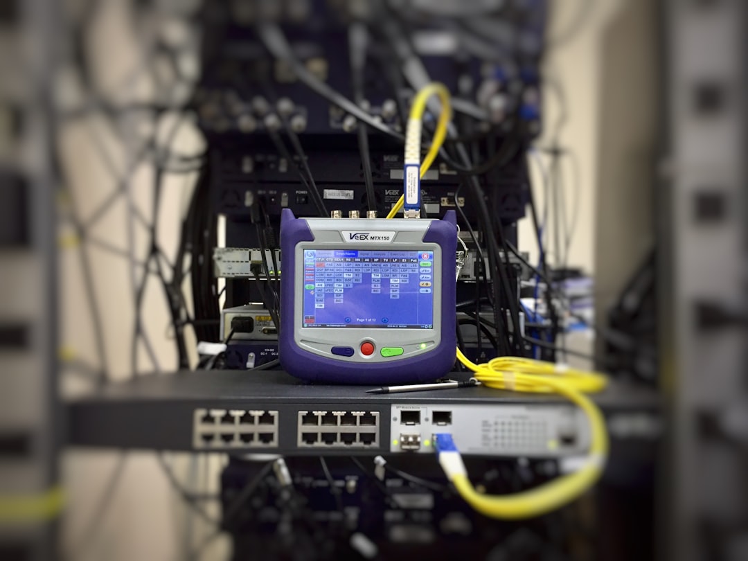 Network test equipment connected to a switch during technical diagnostics